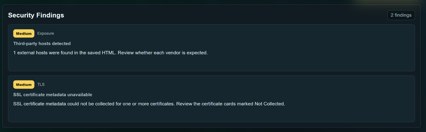 Security Findings Interface